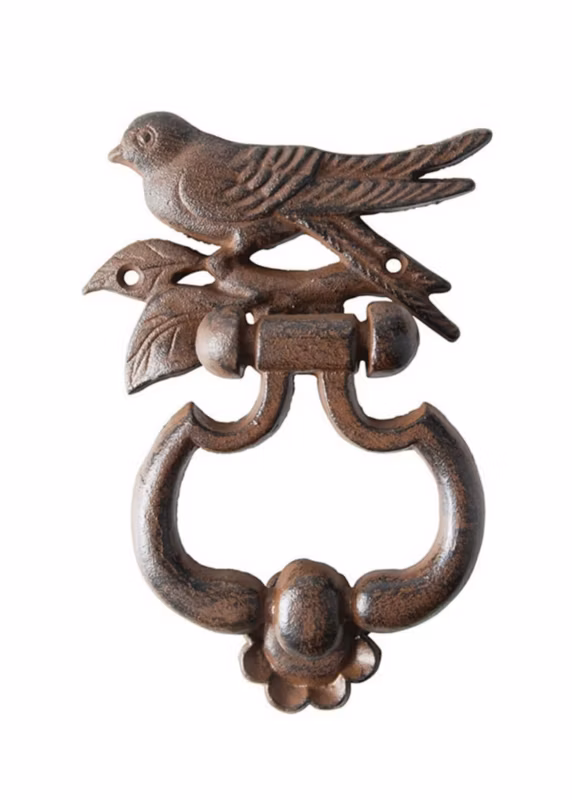 Kołatka do drzwi ptak Esschert Design brązowa żeliwna 13×18 cm 1 szt.