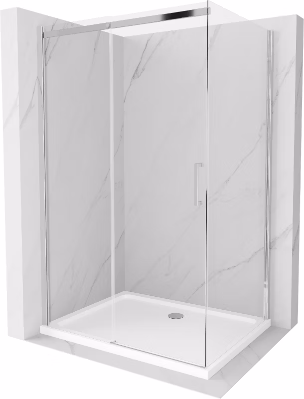 Kabina prysznicowa Mexen Omega rozsuwana 100 x 90 cm transparent chrom + brodzik Flat