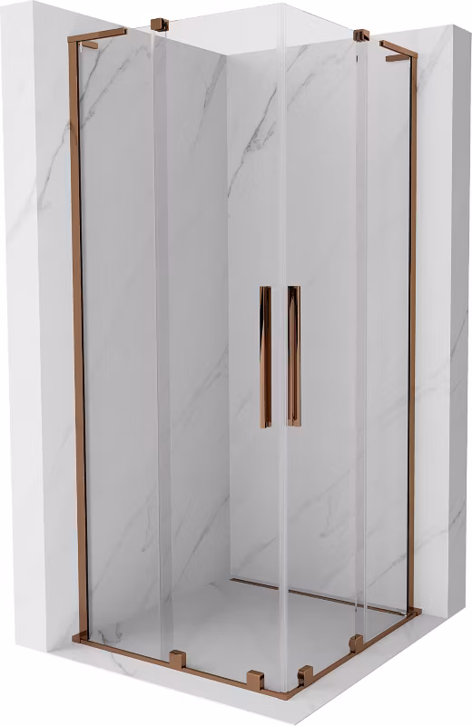 Kabina prysznicowa Mexen Velar L Duo rozsuwana 100 x 100 cm transparent różowe złoto 1 szt.