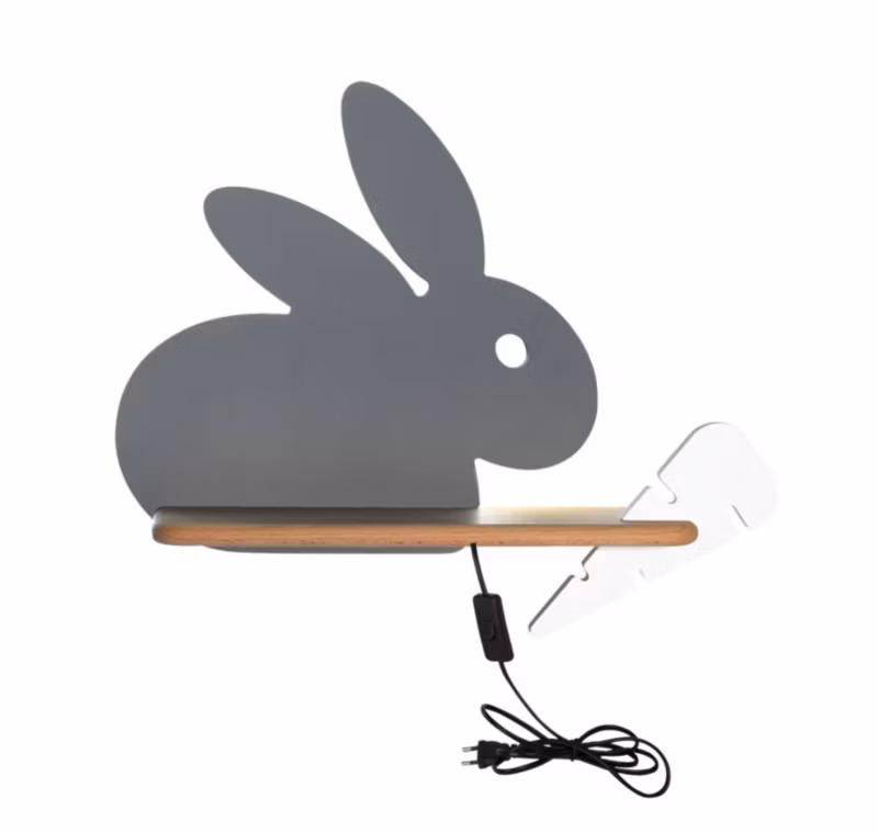 Kinkiet ścienny Candellux Rabit szaro-biały-jasne drewno LED 4W 4000K 200lm IP20 wym: 31 x 37 x 12 cm – 1 szt.
