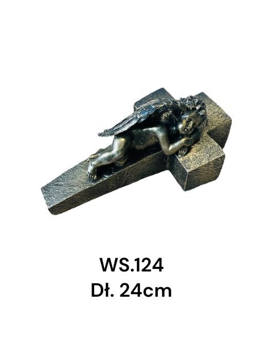 Krzyż figura ze śpiącym aniołem szary13x22,5×10,5cm szary 1 szt.