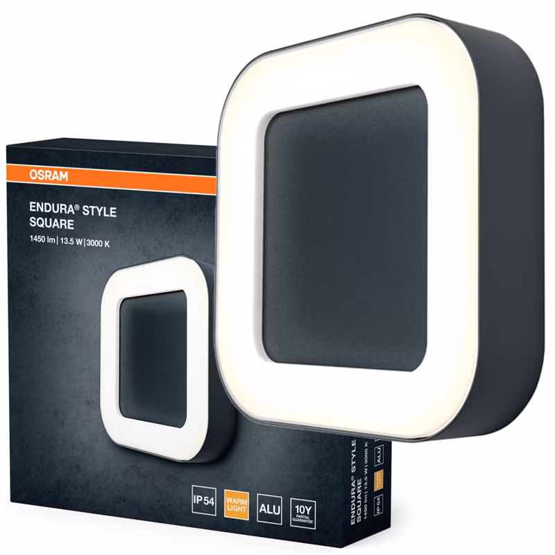 Kinkiet Ogrodowy Endura Osram Lampa Elewacyjna LED 13.5W 480lm 3000K Szary IP54 1 szt.