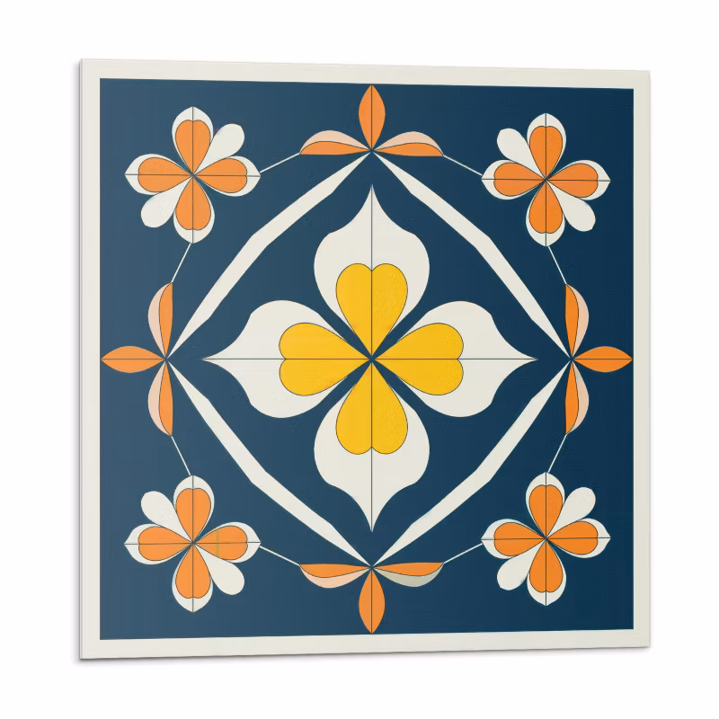 Kafelki samoprzylepne Wallfluent 50×50 cm Symetryczny motyw kwiatowy w eleganckim stylu 4 szt.