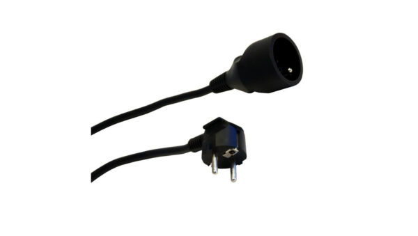 Przedłużacz 1-gniazdowy, 3m, 3×1,0mm OWY czarny 28218