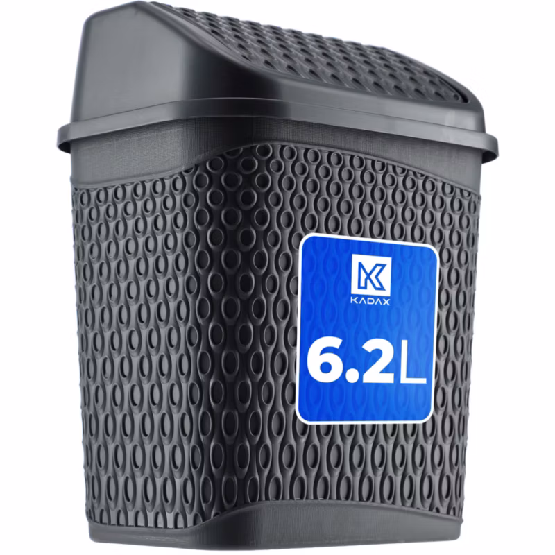 Kosz Na Śmieci KADAX Łazienkowy szary 6,2L Uchylny Pojemnik Do Łazienki Szary 1 szt.