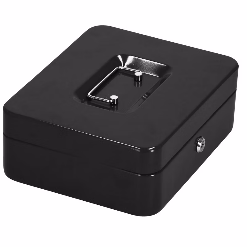 Kasetka na pieniądze Springos 30x24x9 cm metalowy sejf pudełko czarne 1 szt.