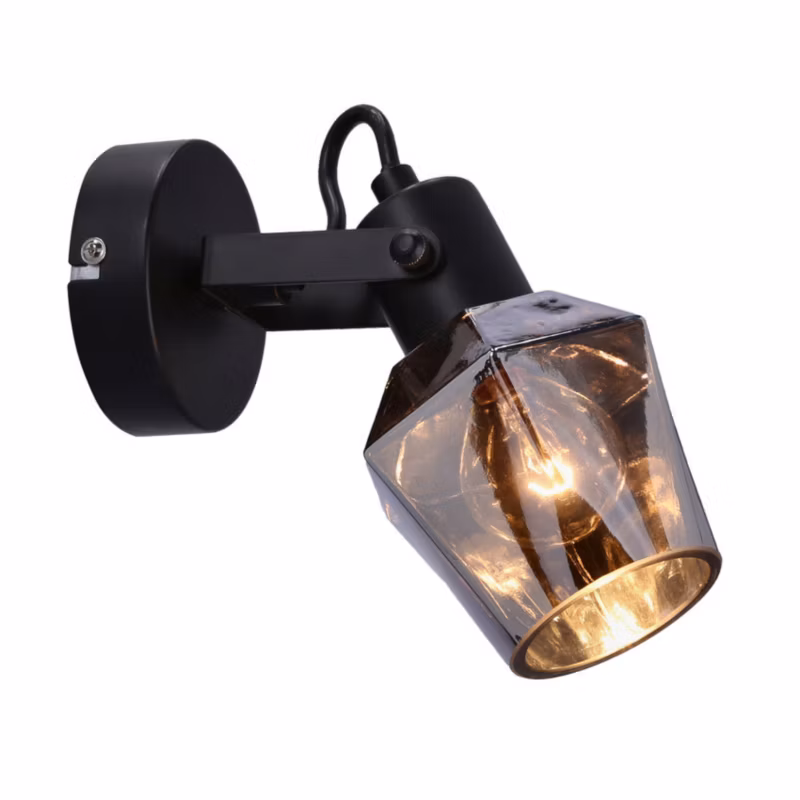 Kinkiet ścienny Candellux Randi czarny-dymiony 1 x E14 x 15W IP20 wym: 16 x 19 x 9 cm – 1 szt.