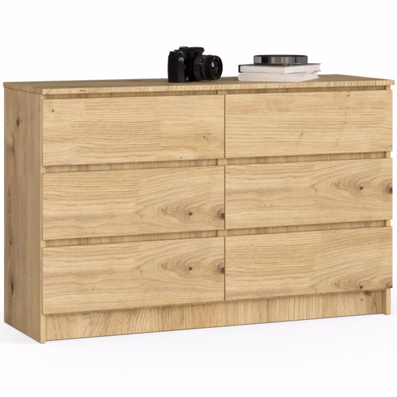Komoda Akord K120 Dąb Artisan 120 cm 6 szuflad kolor Dąb Artisan mat 120x40x77 cm 1 szt.