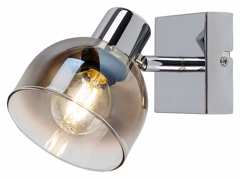 Kinkiet ścienny Rabalux Tarien chromowany szkło dymne styl nowoczesny 1 x E14 x 40W IP20 wym: 11,5 x 10 x 15 cm – 1 szt.